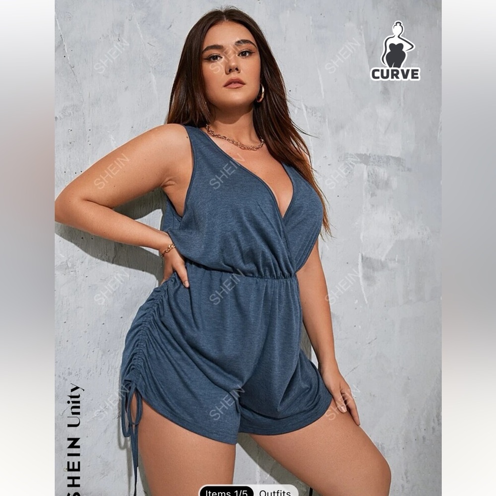 SHEIN Curve 1XL navy blue romper.